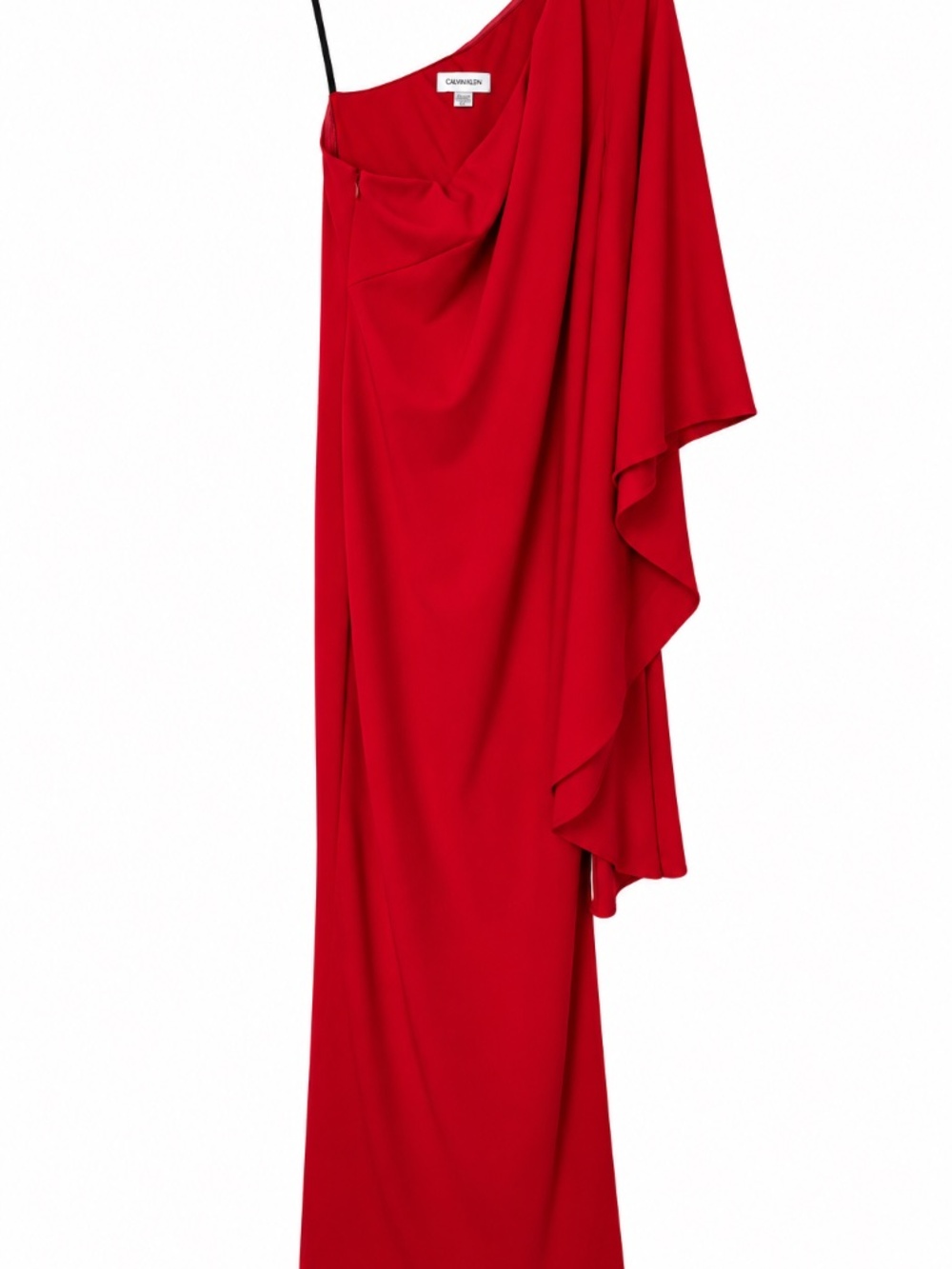 Calvin Klein Red One Shoulder Cape Maxi Gown Dress Size 10
